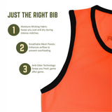 Hero Sports Training Vest Bibs Pack of 12 – Orange/Green with Black Trim (Unisex, Lightweight)