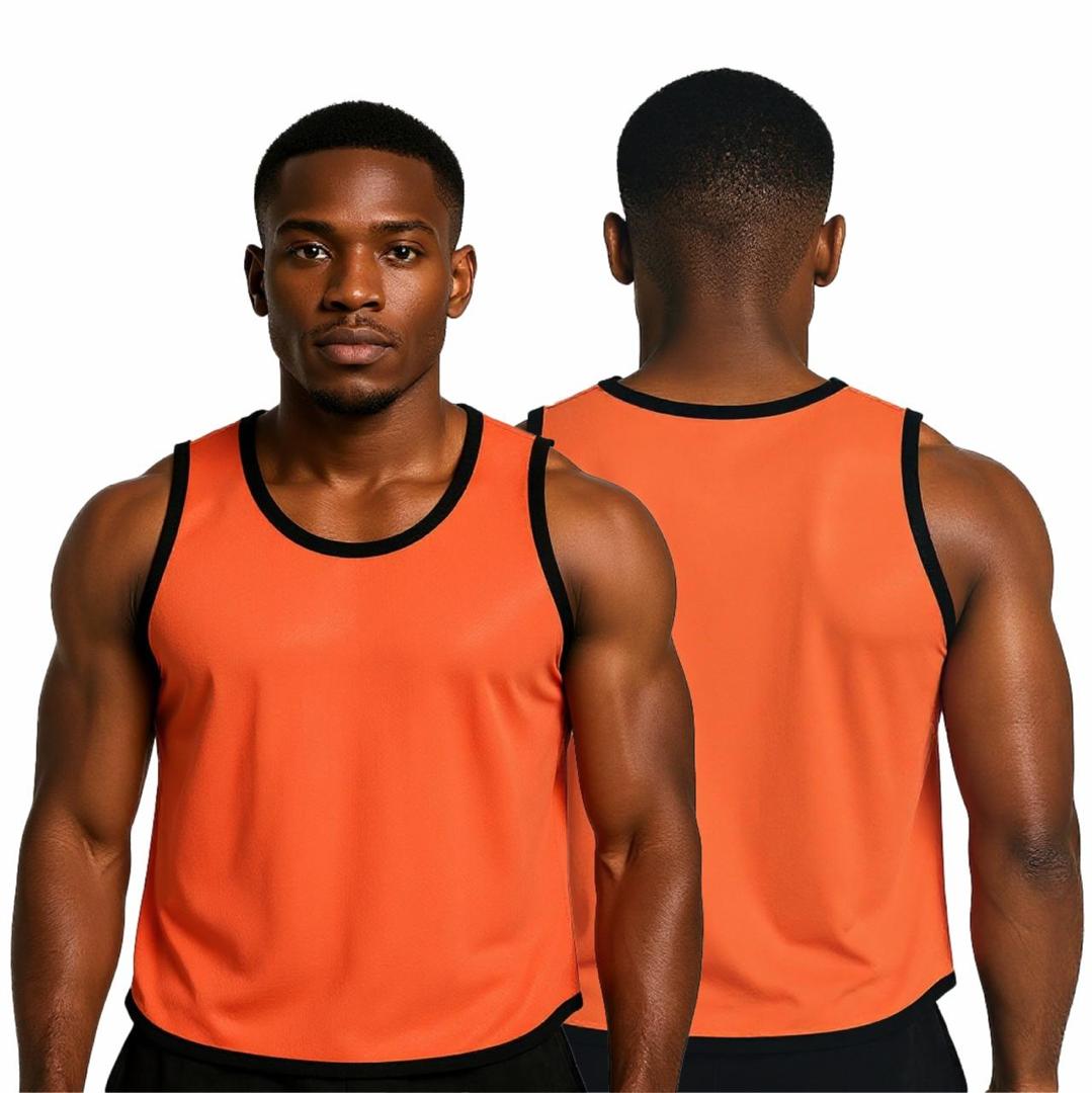Hero Sports Training Vest Bibs Pack of 12 – Orange/Green with Black Trim (Unisex, Lightweight)