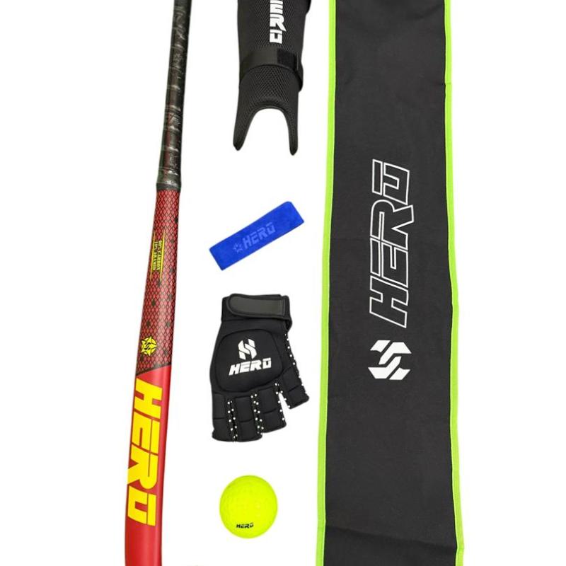 Hero Field Hockey Stick Combo Set 90% Carbon Size 36.5 Inch Maxi Head Shape Carve 24.7mm Low Bow Light Weight New Arrival